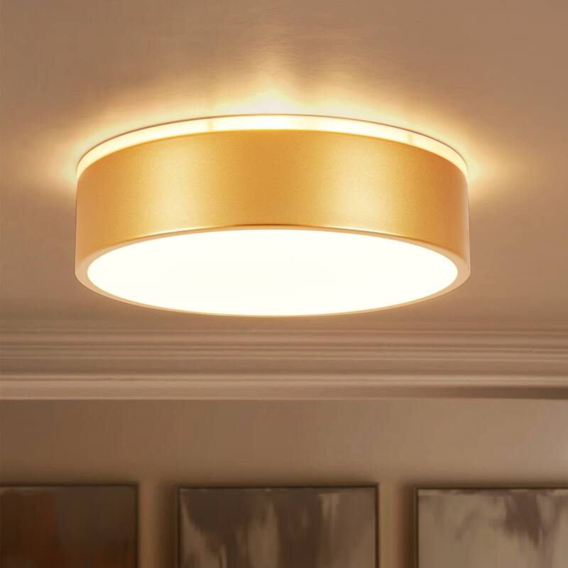 11.81 in. Modern Drum Metal Integrated LED Flush Mount Ceiling Light