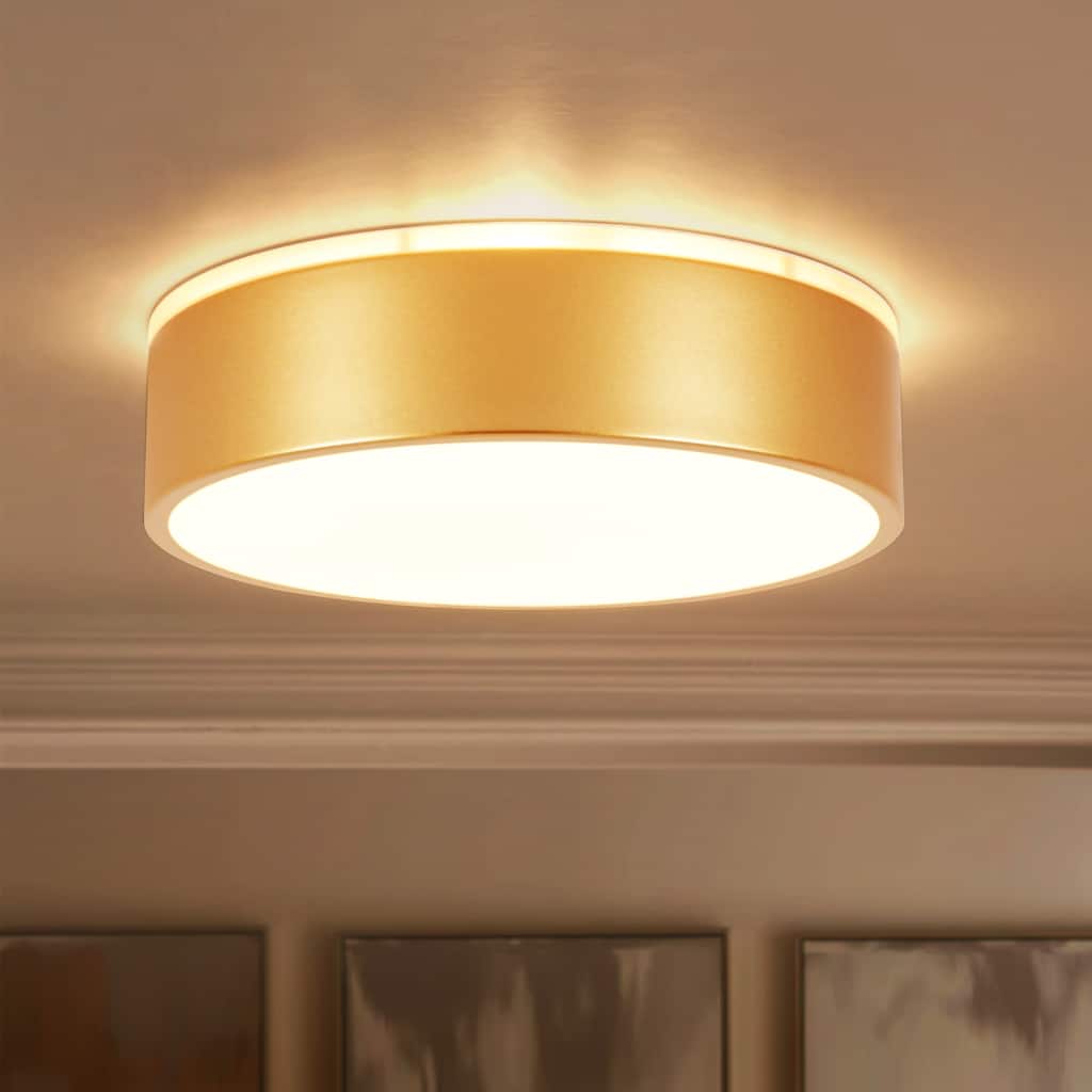 11.81 in. Modern Drum Metal Integrated LED Flush Mount Ceiling Light