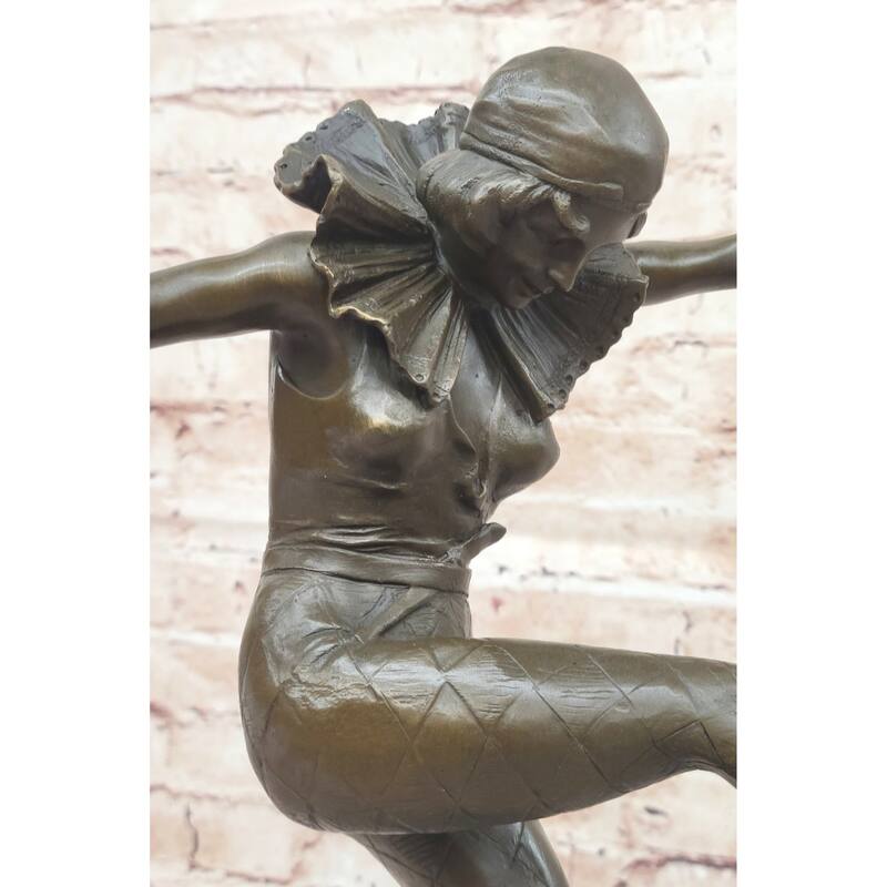 Austrian Titze Female Dancer Harlequin Clown Bronze Sculpture Figurine Figure