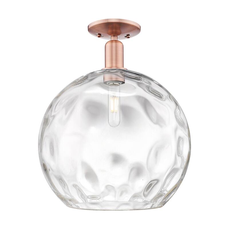Innovations Lighting 716-1C-17-14 Athens Water Glass Semi-Flush Athens - Antique Copper / Clear Water Glass