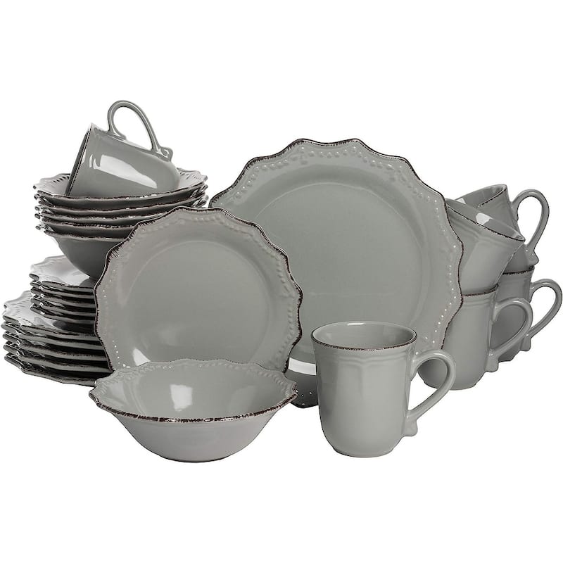 Oxford 24 Piece Dinnerware Set - Grey