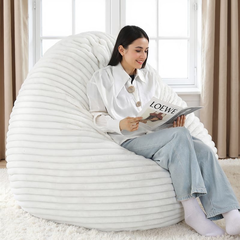 5-foot Round Plush Corduroy Convertible Bean Bag Chair Lounge
