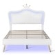 preview thumbnail 16 of 68, Upholstered Bed LED Frame Modern Upholstered Princess Bed w/ Crown Headboard and Metal Legs, Cute Kids Platform Bed/ Noise-Free