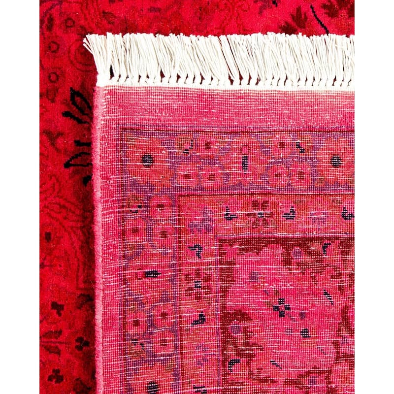 Overton Hand Knotted Wool Vintage Inspired Modern Contemporary Overdyed Pink Square Area Rug - 6' 1" x 6' 2"