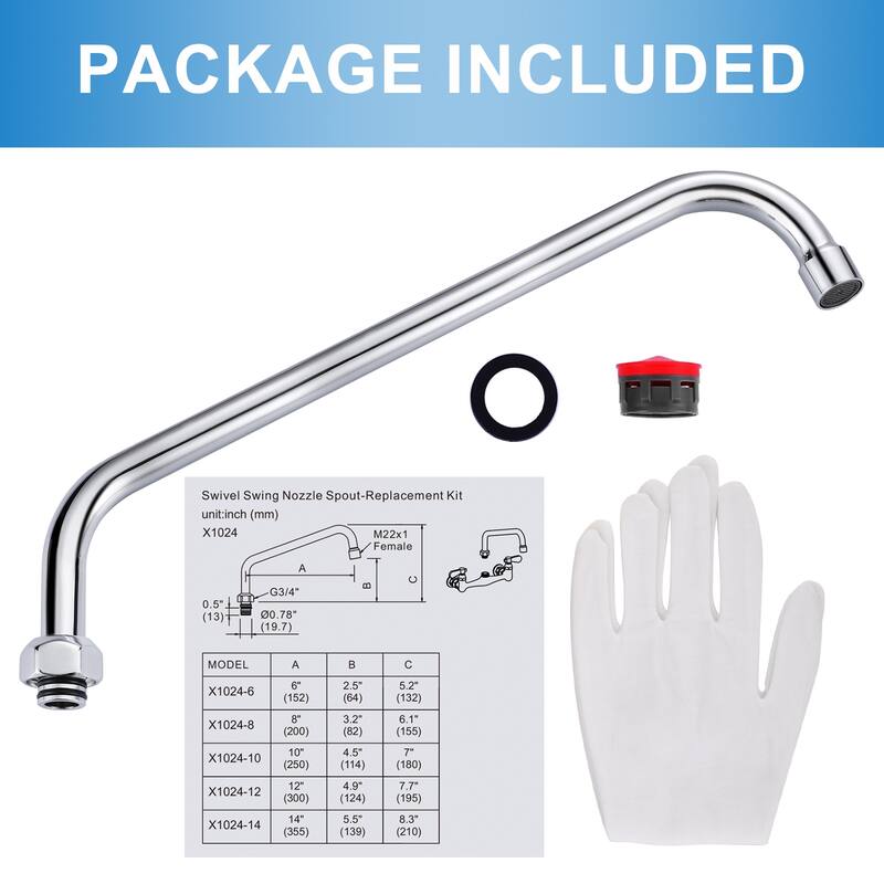 WOWOW Commercial Faucet Swivel Spout Replacement in Polished Chrome
