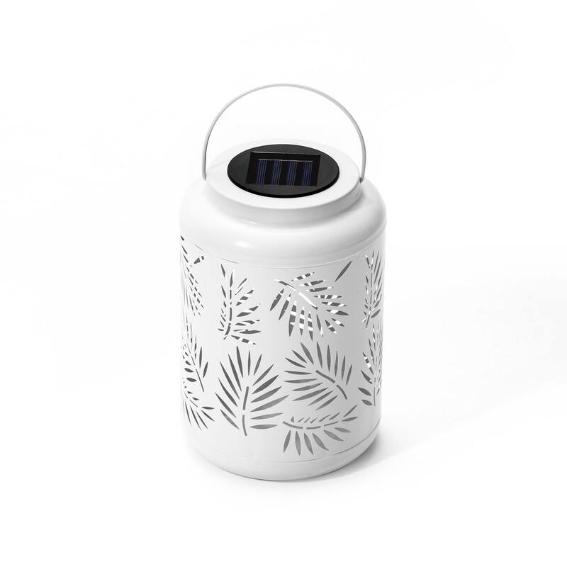 Glitzhome Modern Metal Outdoor Hanging Lantern with Solar Lights