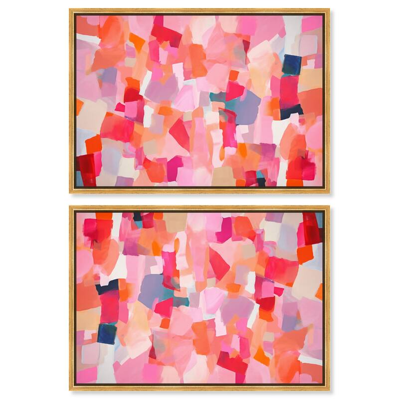 Sunset Poppy Chorus I Canvas by Art Remedy - 40" x 40" - Black