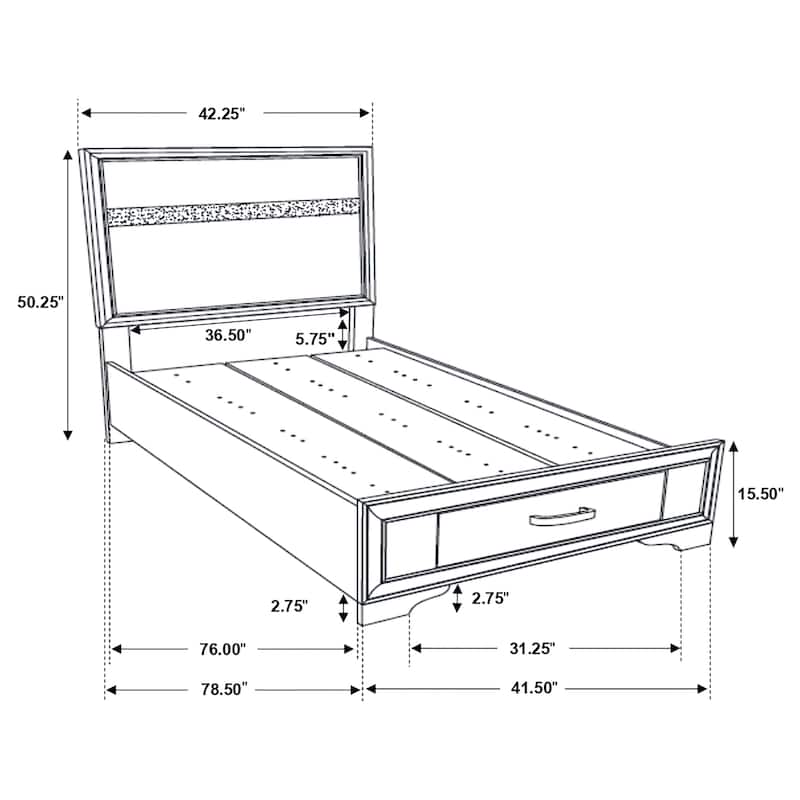 Miranda Contemporary Wood Storage Panel Bed