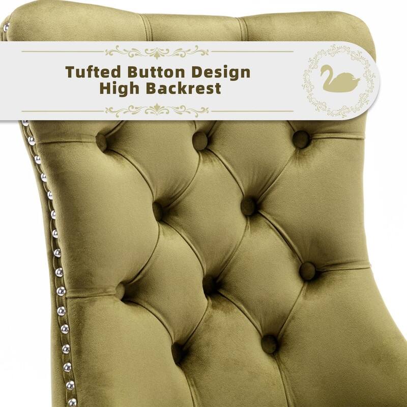 Tufted Naliheads Solid Wood Upholstered Dining Chairs (Set of 4)