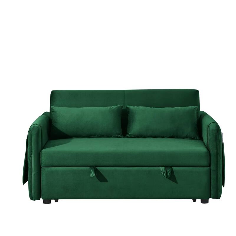 Multifunctional Pull-Out Sofa Bed, Convertible Sleeper Sofa Bed with Storage Bag, Upholstered Armsofa for Bedroom