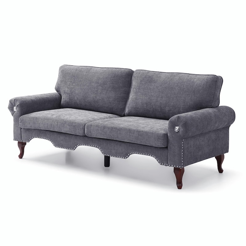 Linen Loveseat - Tufted Chesterfield Sofa