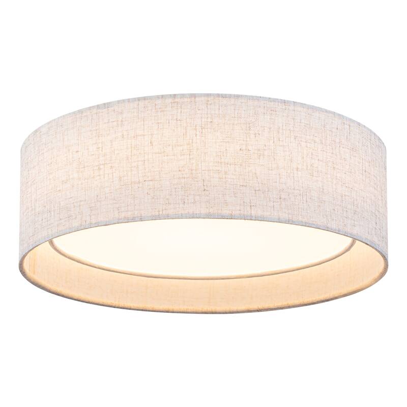 Starsky Modern Linen Drum Flush Mount Ceiling Light with 5-CCT Selectable LED (3000-6000K)