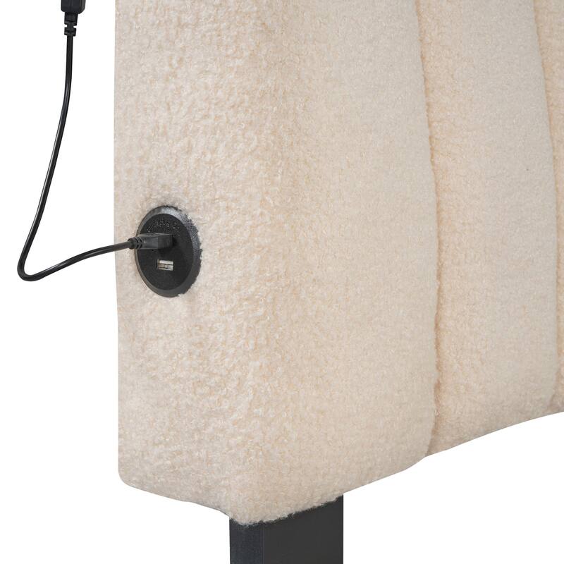 Upholstered Platform Bed with Trundle and LED Lights