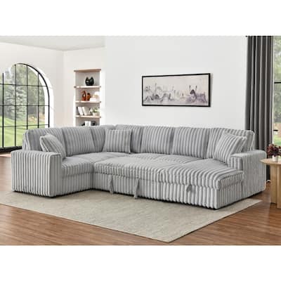 122" Oversized U Shape Sectional Sleeper Sofa Bed with USB Ports and Comfy Upholstered