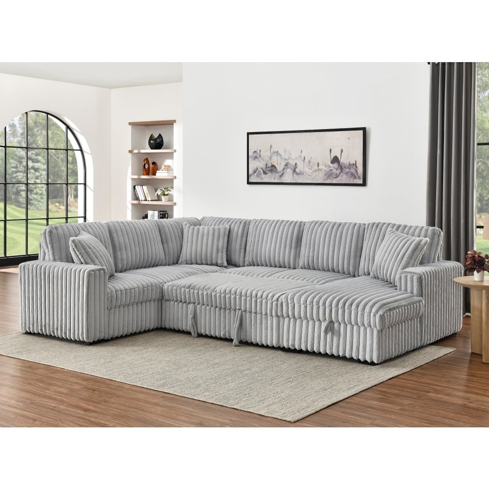 122" Oversized U Shape Sectional Sleeper Sofa Bed with USB Ports and ...