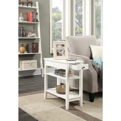 3 Tier End Table with Drawer - Industrial Side Table - Storage End Table - Living Room Accent Table - 24