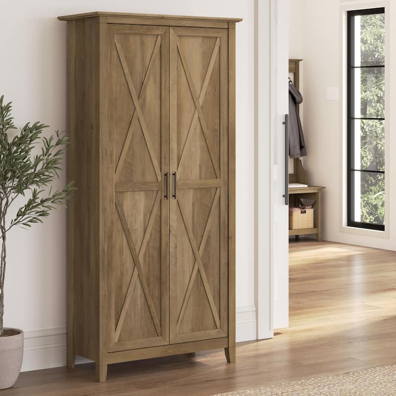 Key West Tall Storage Cabinet with Doors and Shelves by Bush Furniture