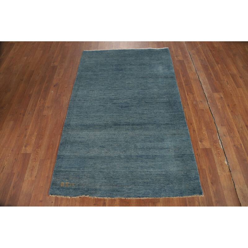 Modern Gabbeh Oriental Foyer Rug Blue Handmade Wool Carpet - 3'3"x 5'0"