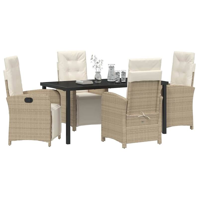 vidaXL Garden Dining Set with Cushion Poly Rattan