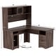 preview thumbnail 27 of 47, L Shaped Desk with File Cabinet and Hutch, Home Office Corner Computer Desk with Drawers and Charge Station