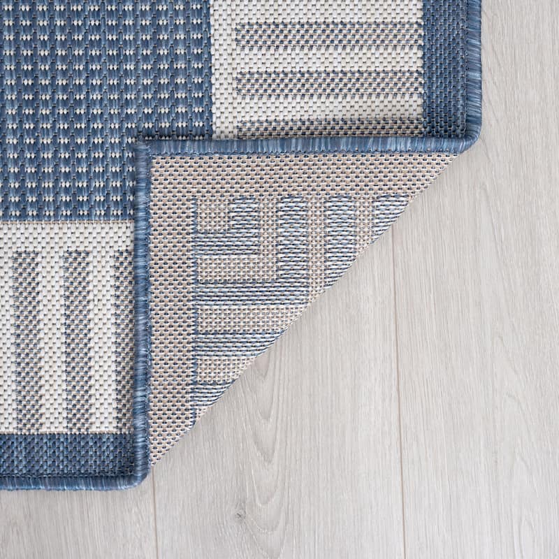Exo Coastal Striped Border Indoor/ Outdoor Area Rug