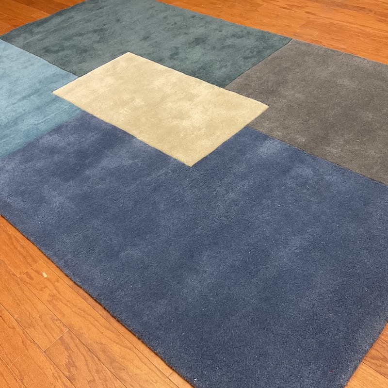 HERAT ORIENTAL Handmade Tibetan Colorblock Wool Rug - 5' x 8'