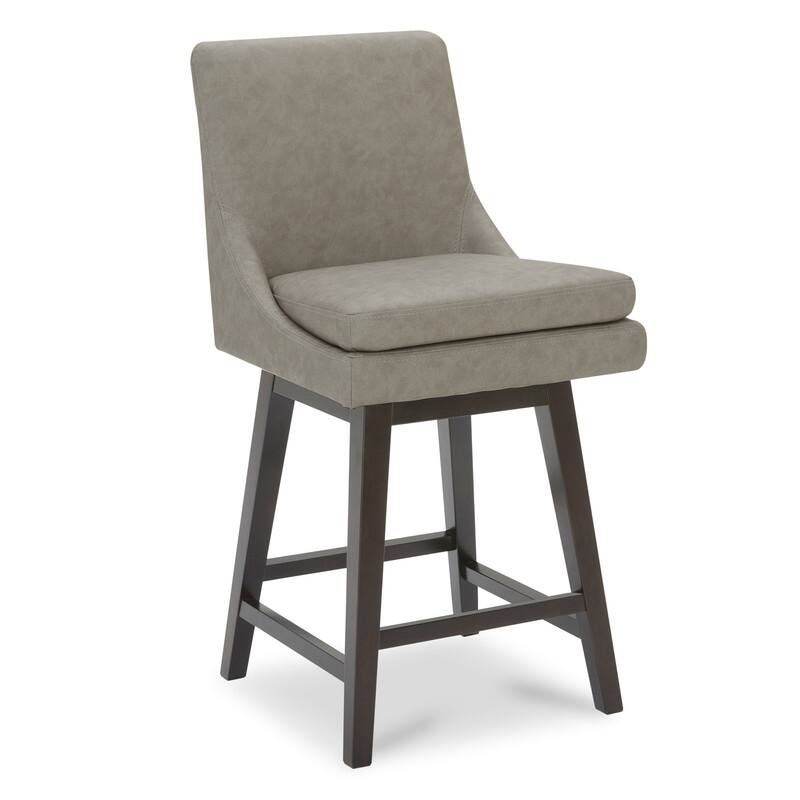 Spruce & Spring Luca Counter Height Swivel Barstool with Solid Wood Legs - Stone Grey