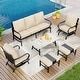 preview thumbnail 15 of 66, MAISON ARTS 5/7/9-Seat Patio Conversation Set, Outdoor Sofa Set with Single Sofa Chairs, 3-Seater Sofa, Ottoman and Coffee Table