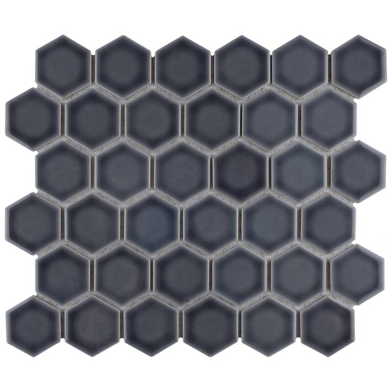 Merola Tile Hudson Due 2" Hex Storm Grey 10-7/8" x 12-5/8" Porcelain Floor and Wall Tile