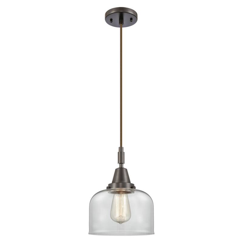 Innovations Lighting Downtown Urban - Caden Bell - 1 Light 8" Cord Hung Mini Pendant - Clear Shade/Oil Rubbed Bronze