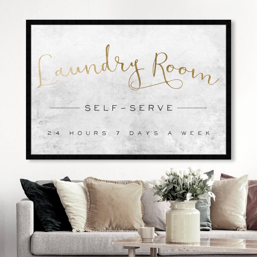 Oliver Gal 'Laundry Room' Typography and Quotes Framed Wall Art Prints Family Quotes and Sayings - Gold, White