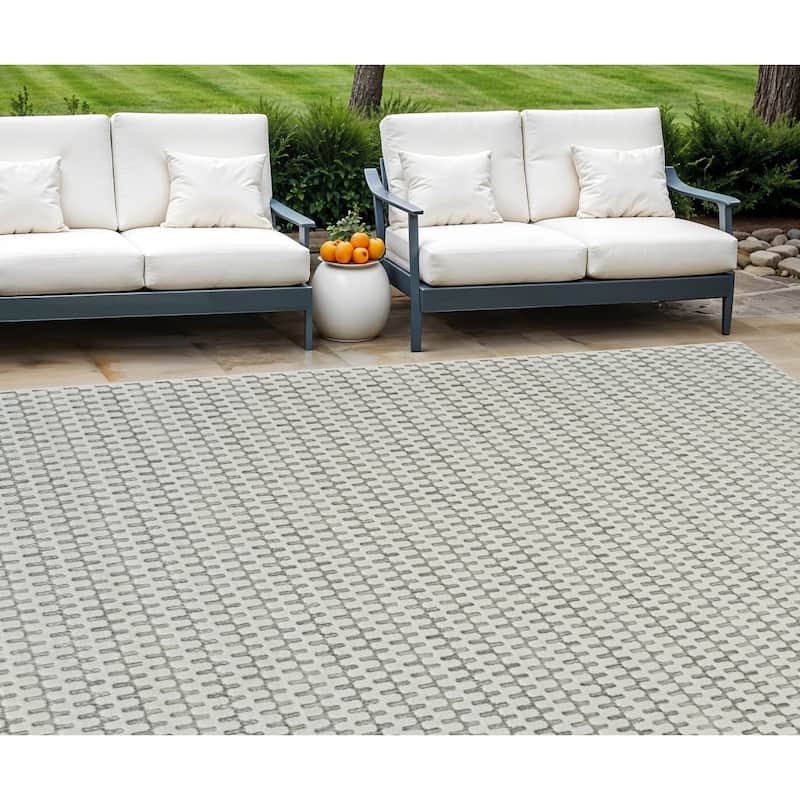 Elto Abstract Shapes Weather Resistant Modern Chic Outdoor Rug