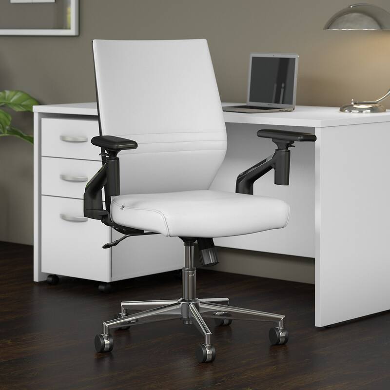 Laguna Mid Back Leather Office Chair by Bush Business Furniture - White Leather