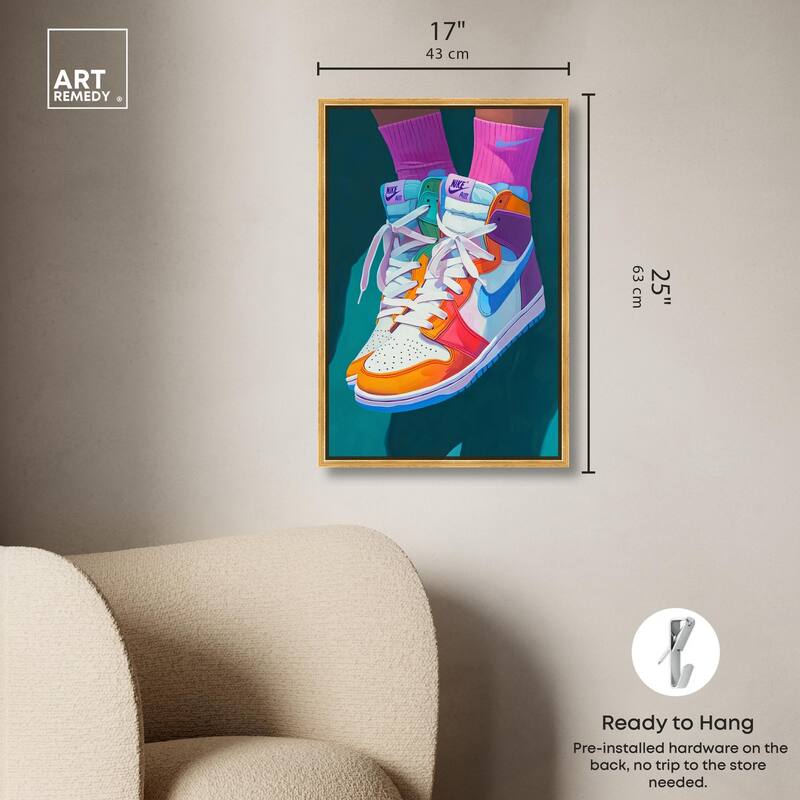 Colorful Sneaker Jump Canvas by Art Remedy