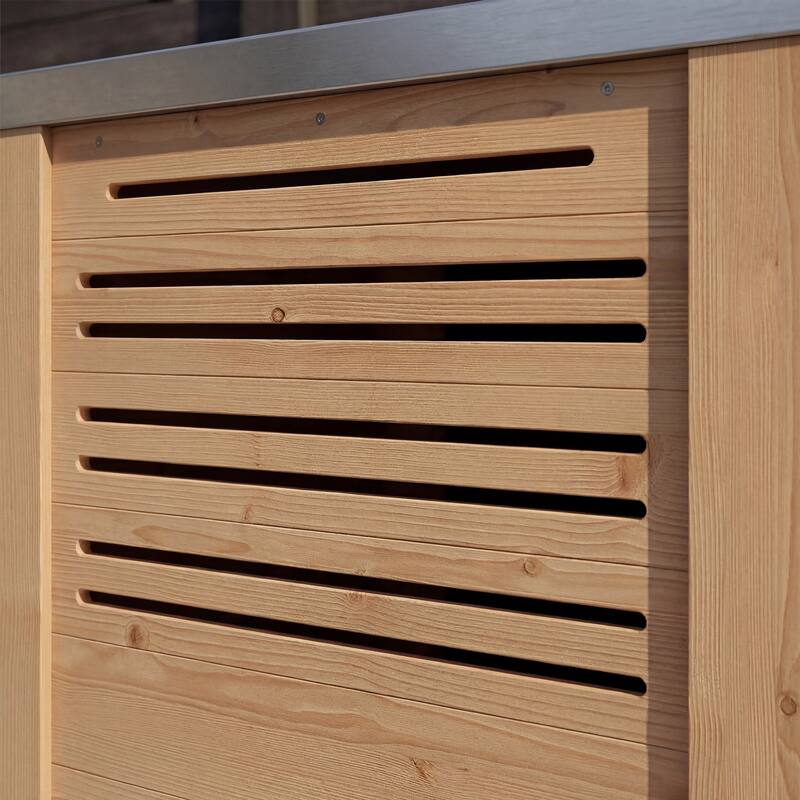 Modular Outdoor Kitchen Island Set, 100% Solid Wood BBQ Cabinet , Patio Kitchen Bar Table