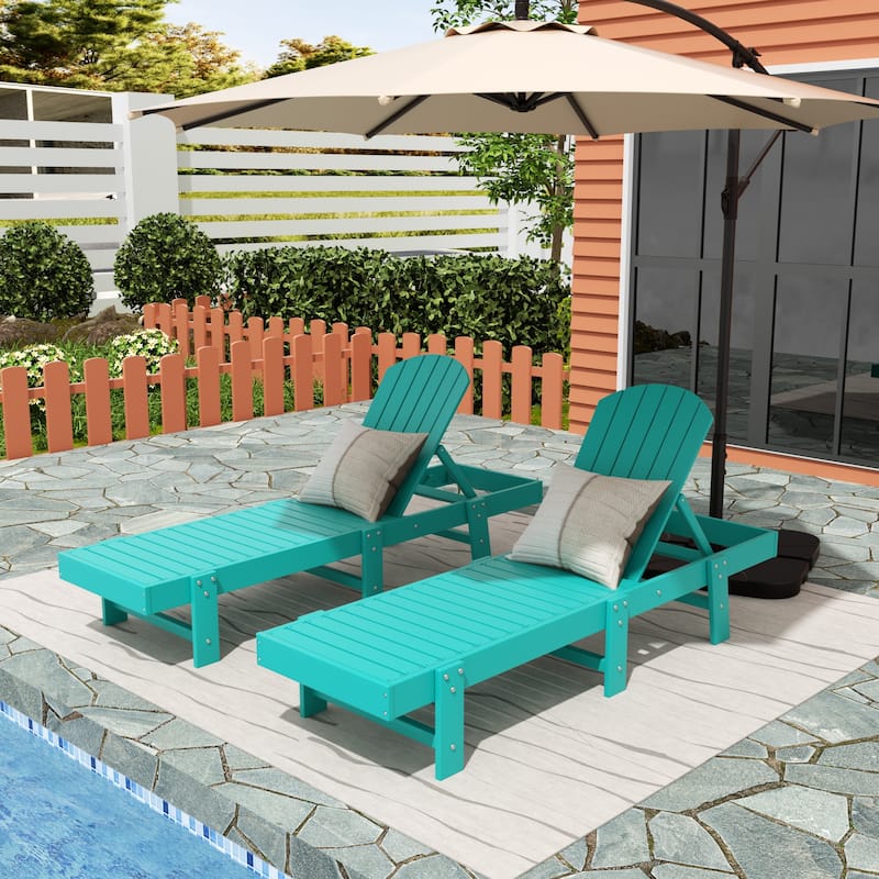 Altura Armless Poly Eco-Friendly All Weather Reclining Chaise Lounge (Set of 2) - Turquoise