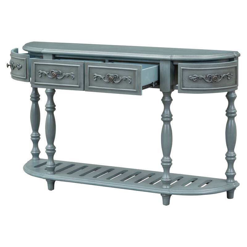 52" Classic MDF Console Table With 4 Drawers And Open Shelf for Living Room