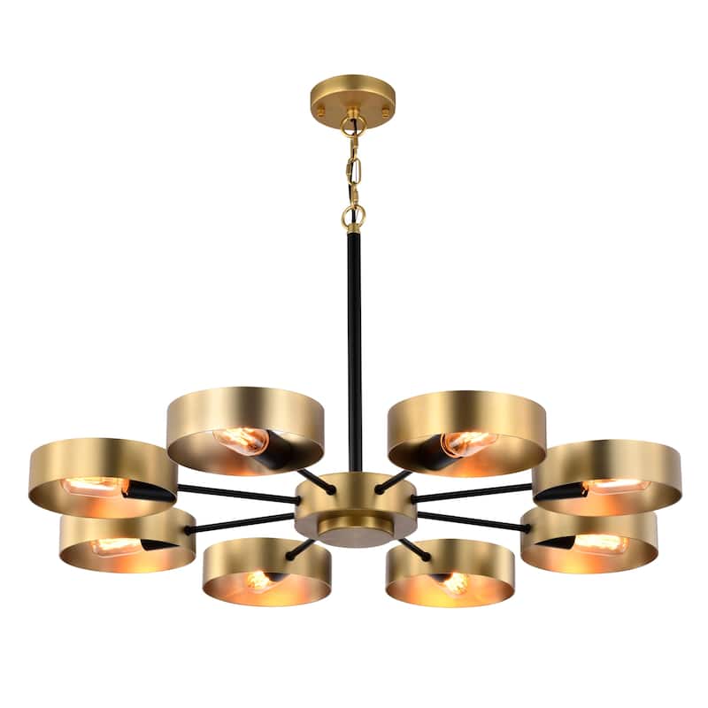 Vibiana 32 Inch Modern-Contemporary Style Brass Finish Pendant Lighted Chandelier 8-Light - N/A