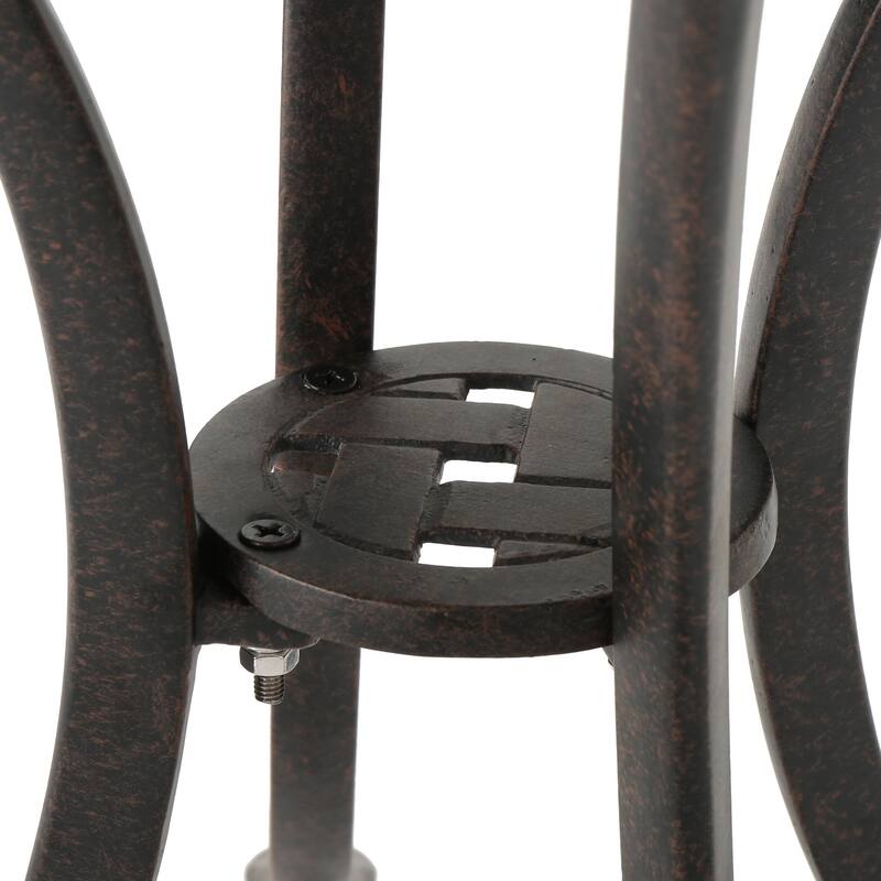 Roomfitters Outdoor 18" Cast Aluminum Side Table with Lattice Top, Patio Accent Table, Bronze