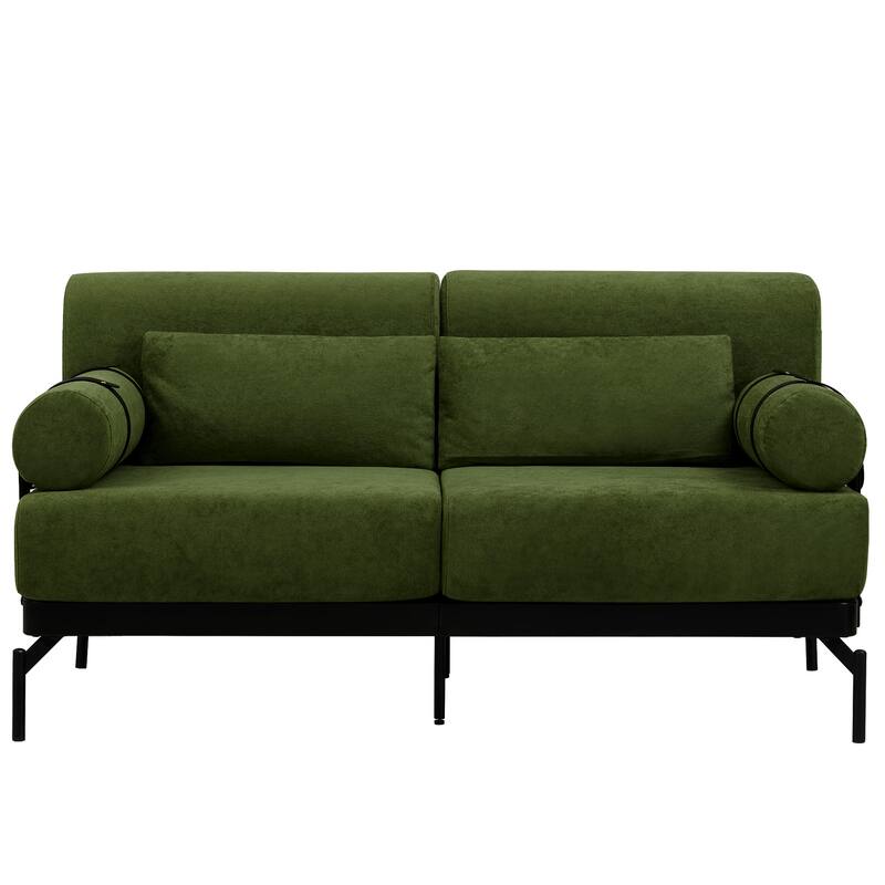 59" Chenille Modern Loveseat Sofa with USB Charging Ports, Cylindrical Armrests, and 440lb Capacity