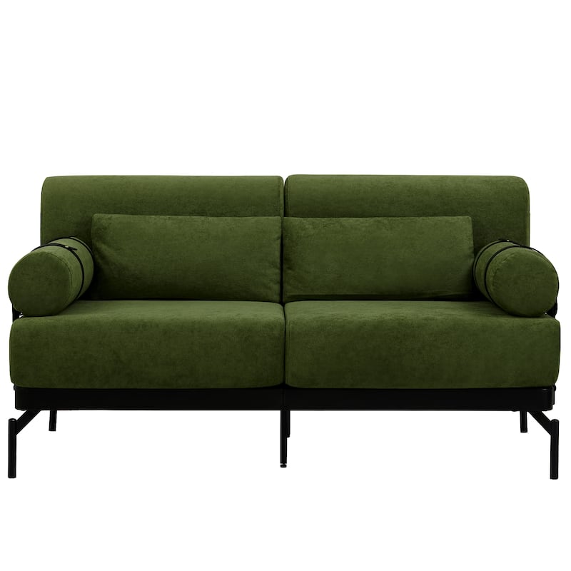 Modern Loveseat Sofa 59" Sofa Couch 2-Seater Sofa With Flexible Usb Ports , Unique Cylindrical Armrests