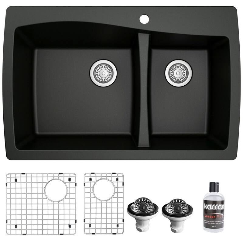 Karran USA QT-721-PK1 Quartz QT 34" Drop In Double Basin Quartz