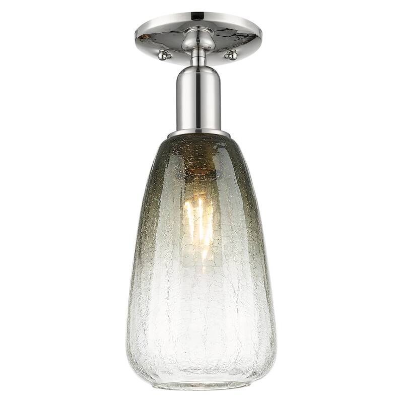 Innovations Lighting Downtown Urban - Brookhaven Almond - 1 Light 6" Semi-Flush Mount Light - Polished Nickel/Slate Shade