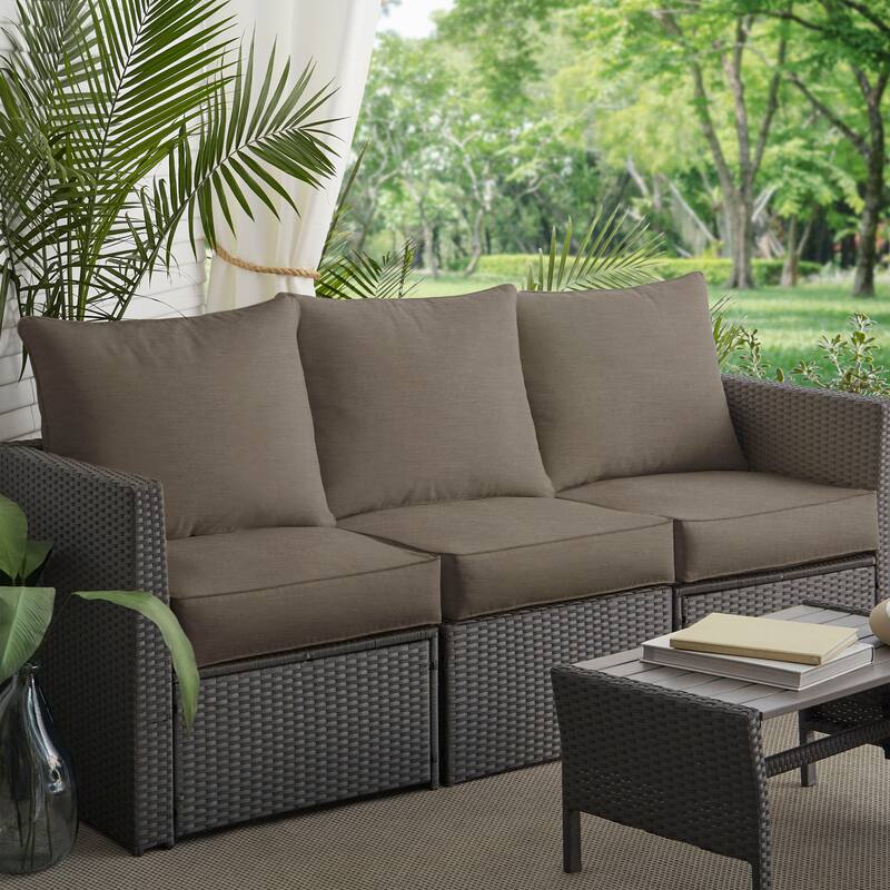 Sorra Home Sunbrella Outdoor Deep Seating Sofa Cushion Set - Sunbrella - Canvas Taupe/Canvas Taupe - 30 in W x 27 in D x 5 in H