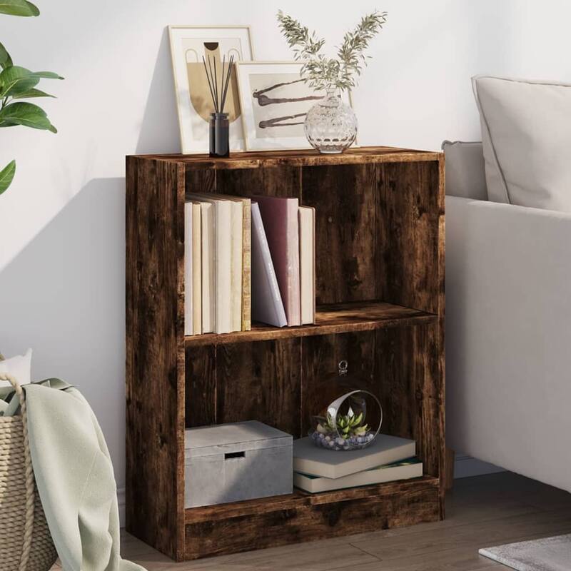 vidaXL Bookshelf Smoked Oak Engineered Wood Compact Bookshelf - Smoked oak
