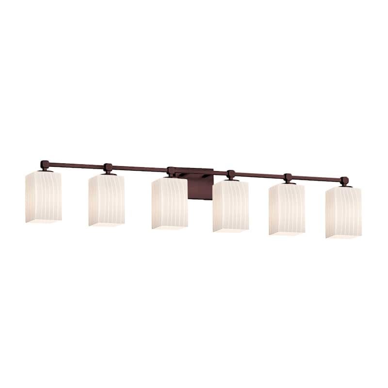 Justice Design Fusion Tetra 6-light Dark Bronze Bath Bar, Ribbon Square - Flat Rim Shade