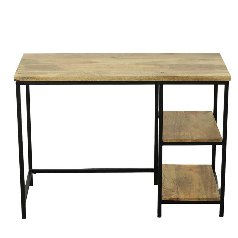 Handcrafted Wooden Desk with 2 Open Shelves - 42"