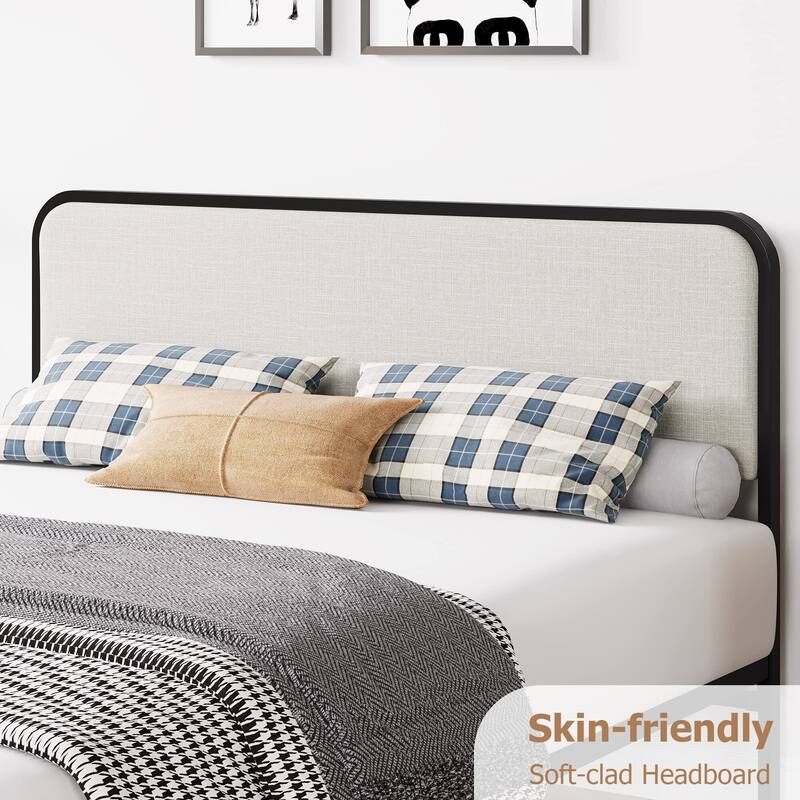 Bed Frame with Upholstered Headboard and Footboard