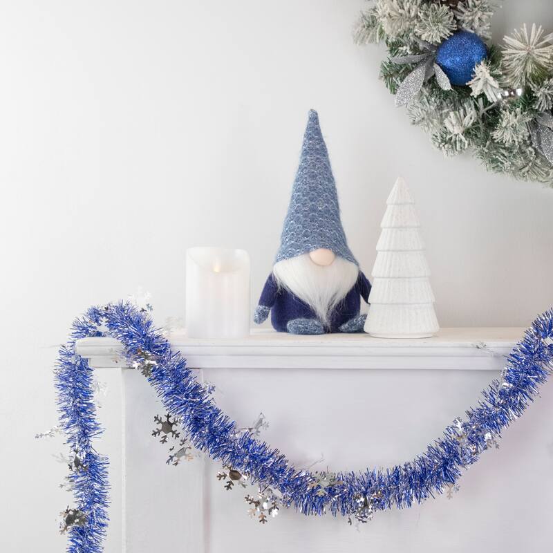 50' x 2" Christmas Tinsel Garland with Snowflakes - Unlit