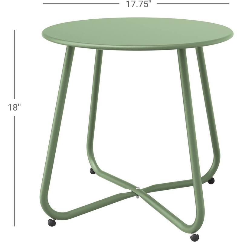 Patio Side Tables for Outside, Small End Table Accent Table Metal Round for Deck Garden Porch Balcony Yard Lawn